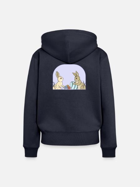 Süße Hasen mit Eiern - Frauen Premium Bio Zip Hoodie - Navy