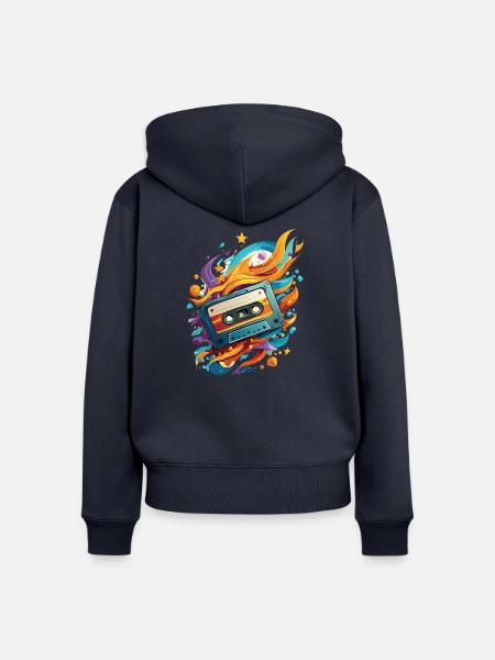 MIXTAPE II - Frauen Premium Bio Zip Hoodie - Navy