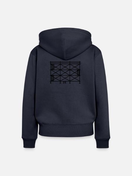 Gerüstsilhouette, Baugerüst - Frauen Premium Bio Zip Hoodie - Navy