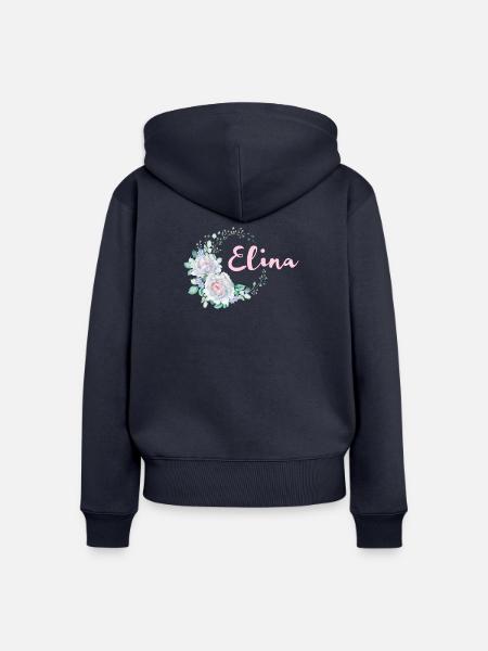 Elina Blütenkranz - Frauen Premium Bio Zip Hoodie - Navy