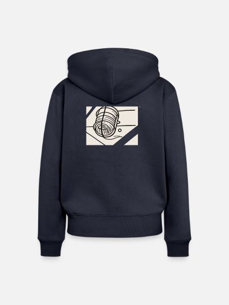 Linienkunst Wollknäuel - Frauen Premium Bio Zip Hoodie - Navy