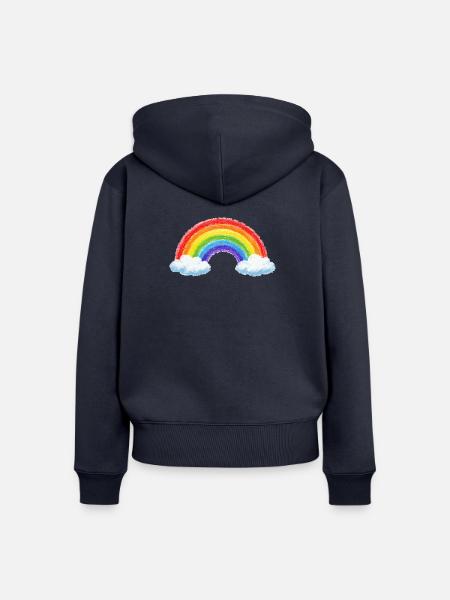 Regenbogen über Wolken - Frauen Premium Bio Zip Hoodie - Navy