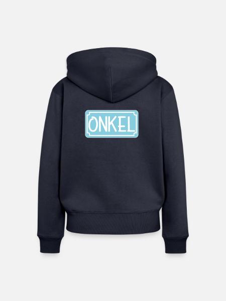 Geschenke für ONKEL - ONKEL WERDEN - Frauen Premium Bio Zip Hoodie - Navy