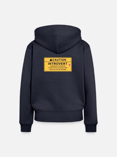 Caution Introvert - Frauen Premium Bio Zip Hoodie - Navy