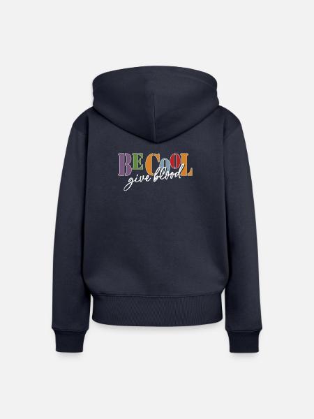 Be cool, give Blood! - Frauen Premium Bio Zip Hoodie - Navy