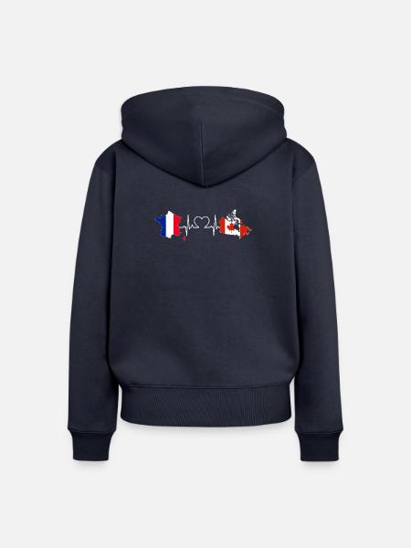 Heartbeat France Kanada - Frauen Premium Bio Zip Hoodie - Navy