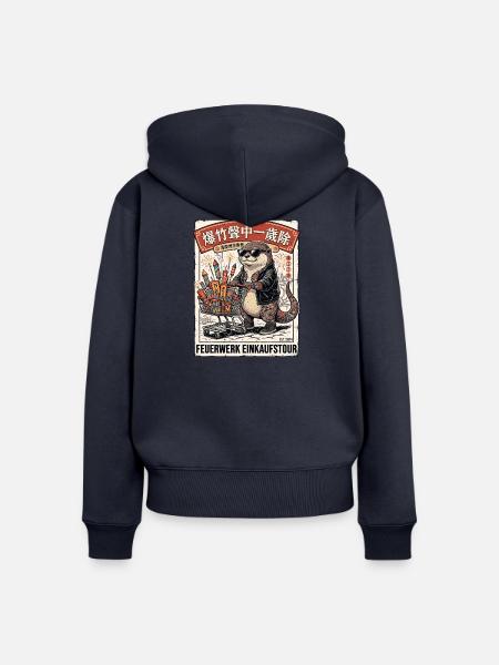 Feuerwerk Einkauf Chinesischer Otter - Frauen Premium Bio Zip Hoodie - Navy