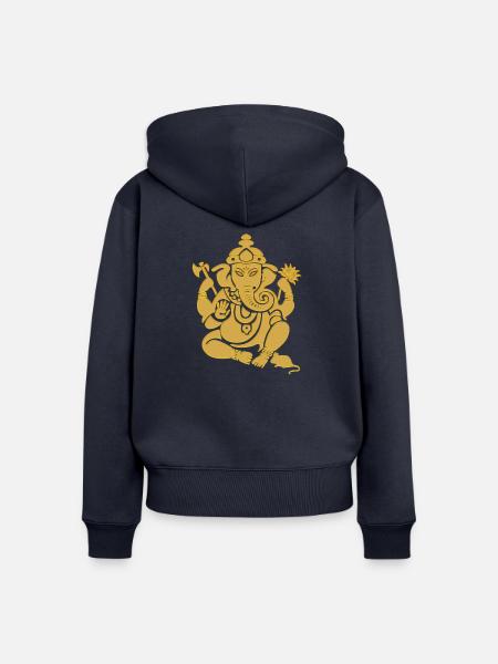 ganesha_aumkara_gold - Frauen Premium Bio Zip Hoodie - Navy