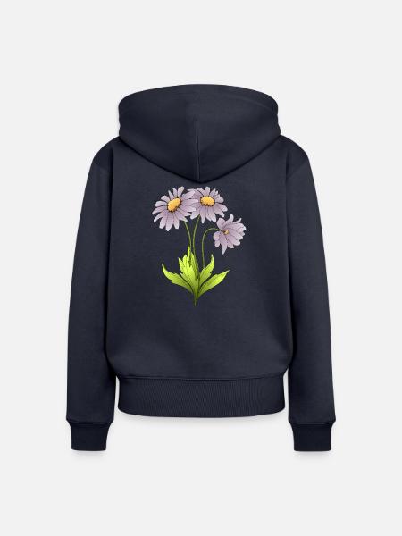 Blumen - Frauen Premium Bio Zip Hoodie - Navy