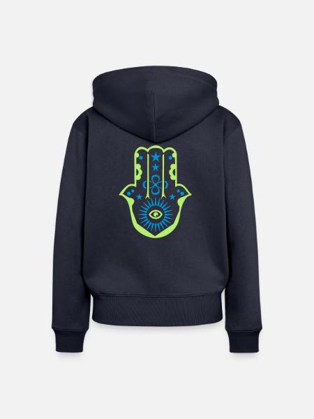 Hand der Fatima - Frauen Premium Bio Zip Hoodie - Navy