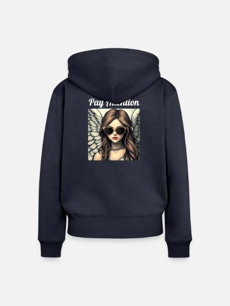 VORSICHT - Frauen Premium Bio Zip Hoodie - Navy