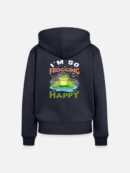 I´m so Frogging Happy - Frauen Premium Bio Zip Hoodie - Navy