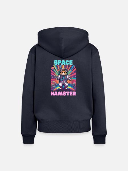 Space Hamster - Frauen Premium Bio Zip Hoodie - Navy