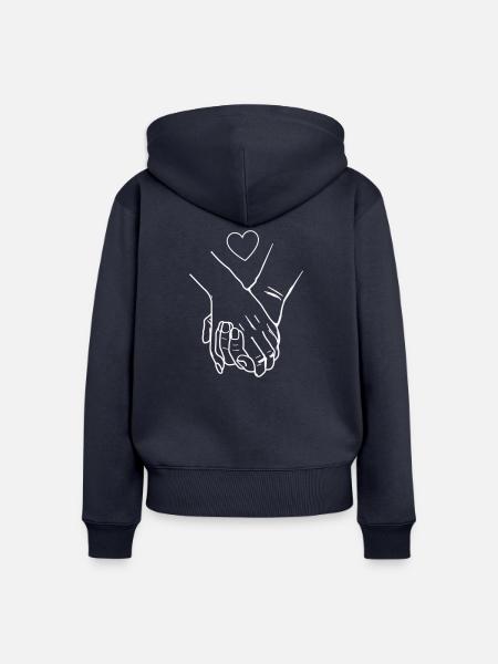 hände herzen - Frauen Premium Bio Zip Hoodie - Navy
