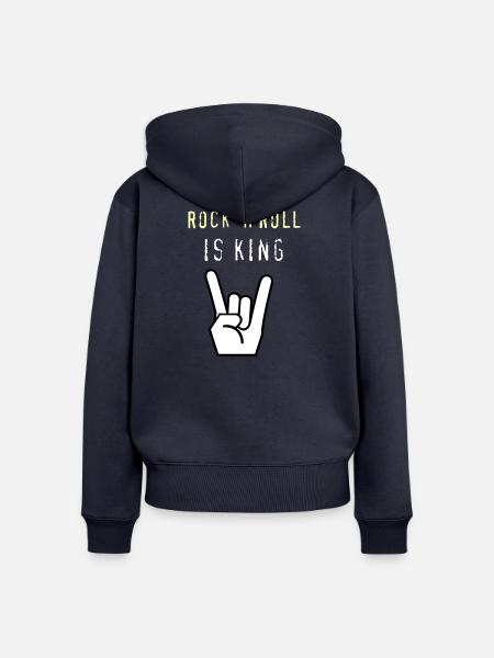 Rock_n_Roll_is_King - Frauen Premium Bio Zip Hoodie - Navy