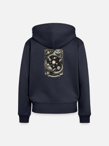 Otter Kosmos - Frauen Premium Bio Zip Hoodie - Navy