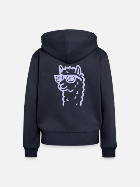 lama sonnenbrille - Frauen Premium Bio Zip Hoodie - Navy