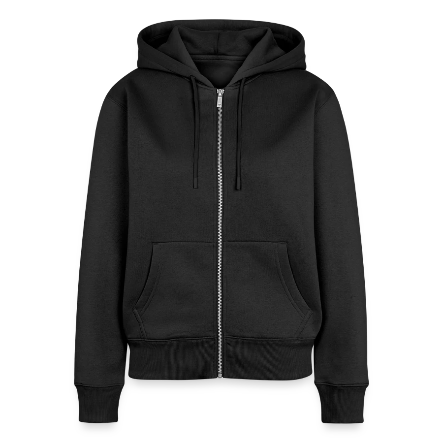 Zermatt-märke på en women's premium organic zip hoodie, black