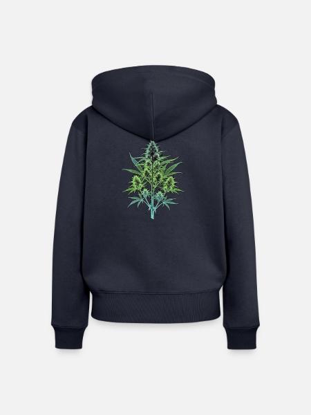 Röntgen Cannabis Pflanze - Frauen Premium Bio Zip Hoodie - Navy