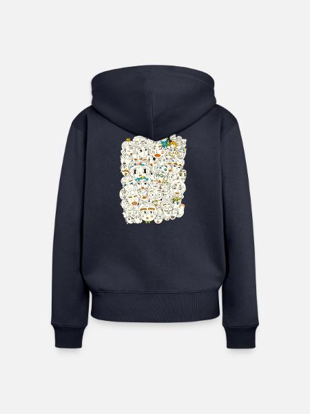 Gesichter auf und über Gesichter - Frauen Premium Bio Zip Hoodie - Navy