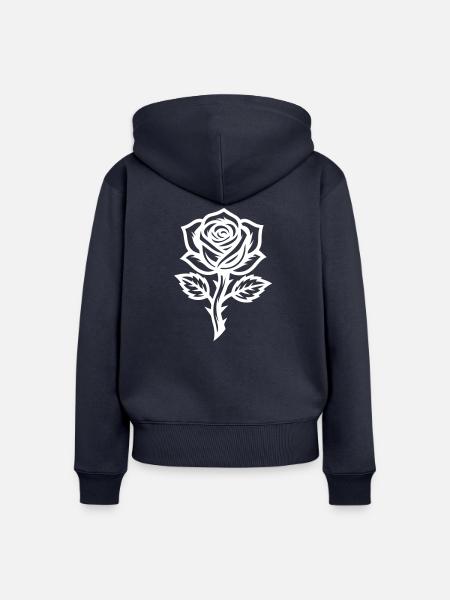 Rose Blume Symbol - Frauen Premium Bio Zip Hoodie - Navy