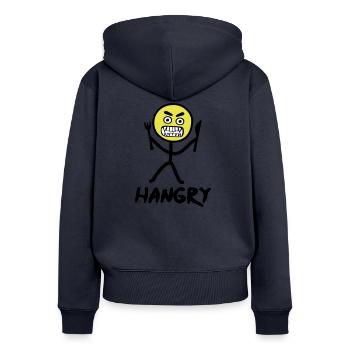 Hangry emoji stickfigure - Women's Premium Organic Zip Hoodie - navy - Back