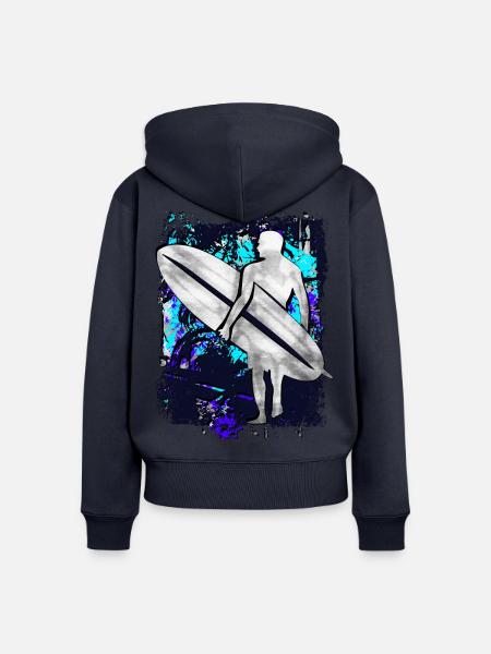 Surfer - Surfen - Surfbrett - Surfing - Frauen Premium Bio Zip Hoodie - Navy