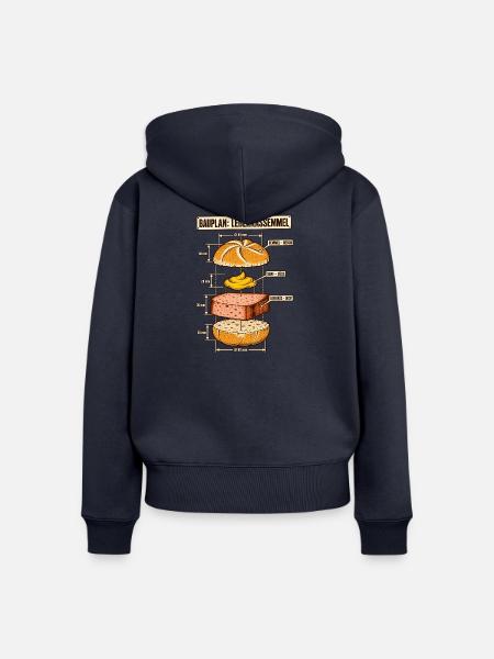 Leberkässemmel Bauplan - Frauen Premium Bio Zip Hoodie - Navy