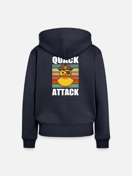 Piratenten-Quack-Angriff - Frauen Premium Bio Zip Hoodie - Navy