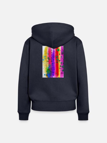 Farbspritzer und Linien - Frauen Premium Bio Zip Hoodie - Navy