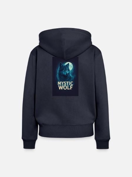 Mystic Wolf - Frauen Premium Bio Zip Hoodie - Navy