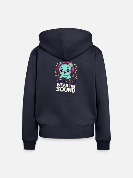 Trage den Sound – Kawaii DJ Chat - Frauen Premium Bio Zip Hoodie - Navy