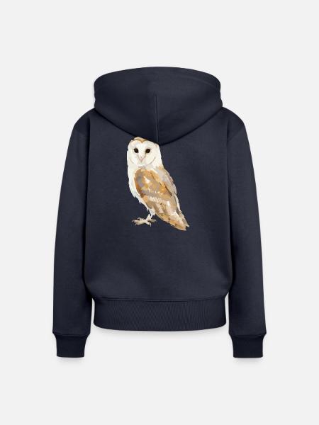 Eulenportrait in Erdtönen - Frauen Premium Bio Zip Hoodie - Navy