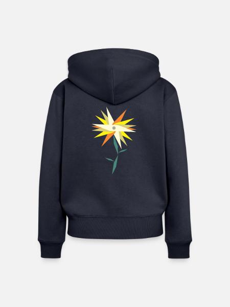 Low Poly Blume - Frauen Premium Bio Zip Hoodie - Navy