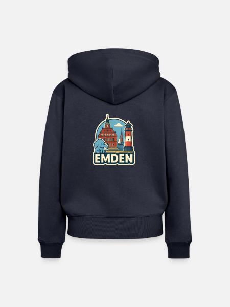 Emden - Frauen Premium Bio Zip Hoodie - Navy