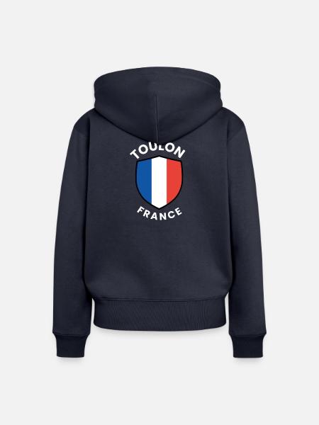 Toulon Französische Schildflagge - Frauen Premium Bio Zip Hoodie - Navy