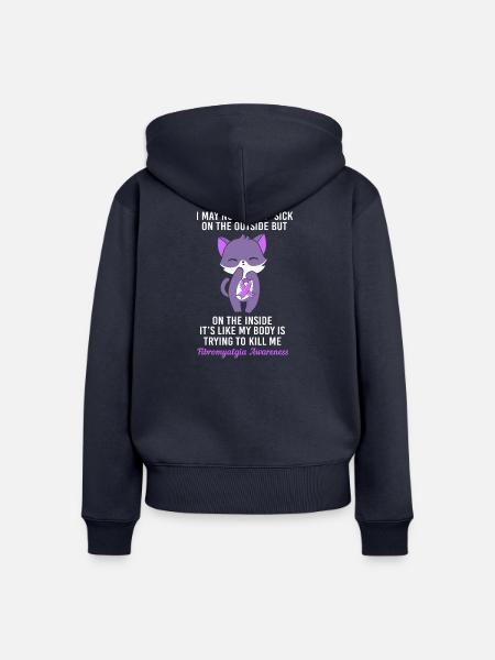 Fibro Fibromyalgie - Frauen Premium Bio Zip Hoodie - Navy