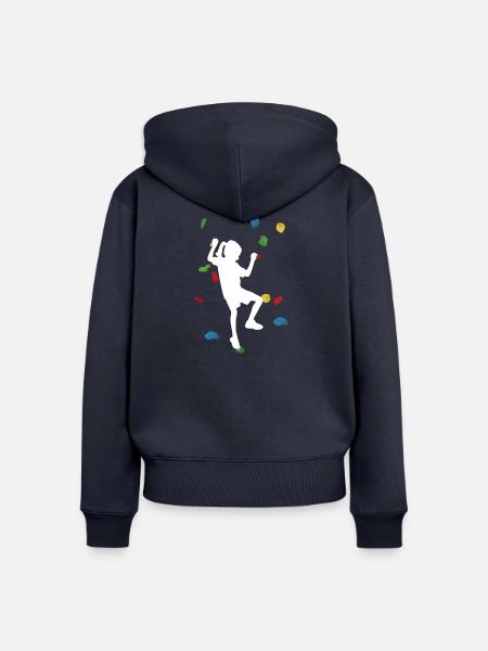 Kletterwand-Mädchen weiß – Boulder - Frauen Premium Bio Zip Hoodie - Navy