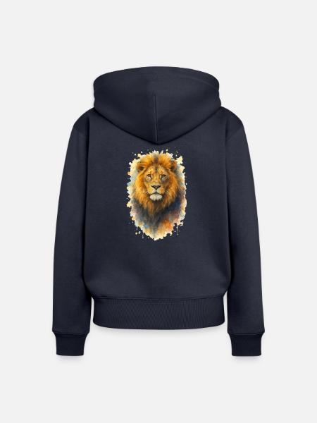 Löwe lion - Frauen Premium Bio Zip Hoodie - Navy