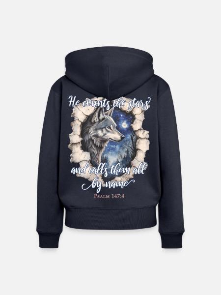 Wolf Christliches Zitat - Frauen Premium Bio Zip Hoodie - Navy