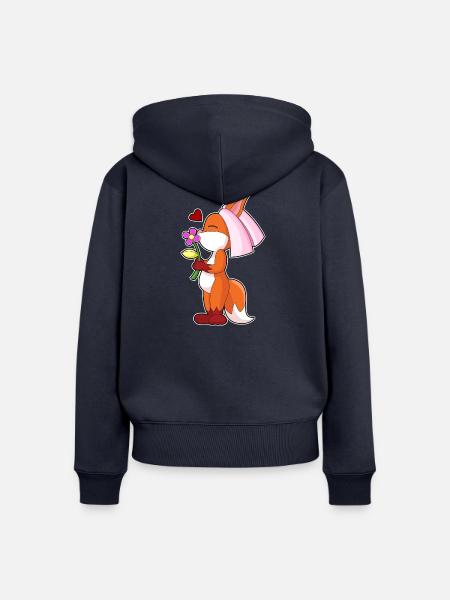 Fuchs Braut Blume Hochzeit - Frauen Premium Bio Zip Hoodie - Navy
