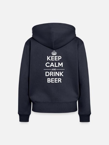Drinks Keep calm Beer - Frauen Premium Bio Zip Hoodie - Navy