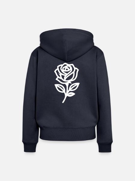 Rose Blume - Frauen Premium Bio Zip Hoodie - Navy