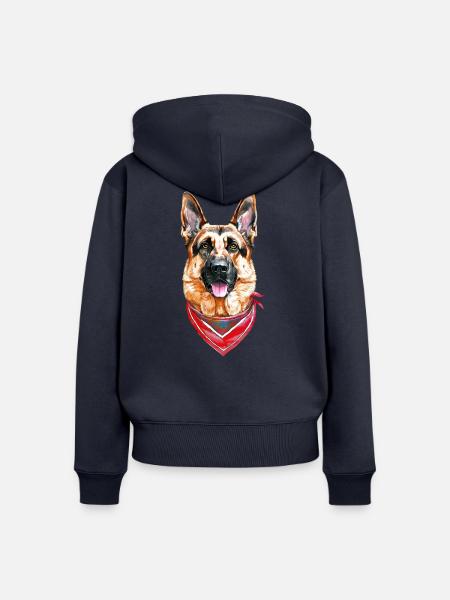 Deutscher Schäferhund mit Bandana - Frauen Premium Bio Zip Hoodie - Navy