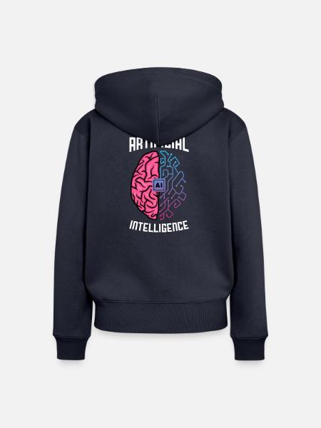 Artificial Intelligence Brain Tech Design - Frauen Premium Bio Zip Hoodie - Navy