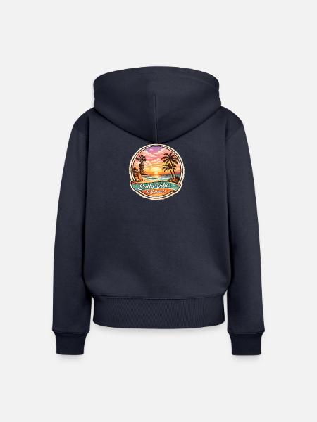 Salzige Vibes Sunsets Beach - Frauen Premium Bio Zip Hoodie - Navy