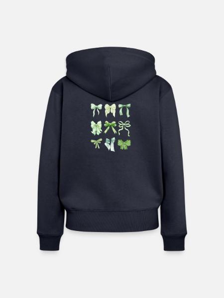 Grüne Schleifen - Frauen Premium Bio Zip Hoodie - Navy