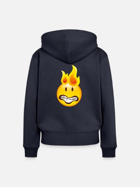 Smiley Burning - Frauen Premium Bio Zip Hoodie - Navy