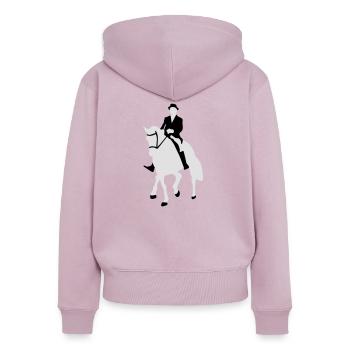 Dressage, cavalier de dressage, Horse - Sweat à capuche zippé Premium bio Femme - rose poudré - Dos - Julia (174cm)