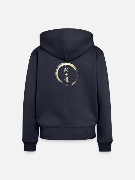 Bushido Enso Samurai-Zeichen - Frauen Premium Bio Zip Hoodie - Navy